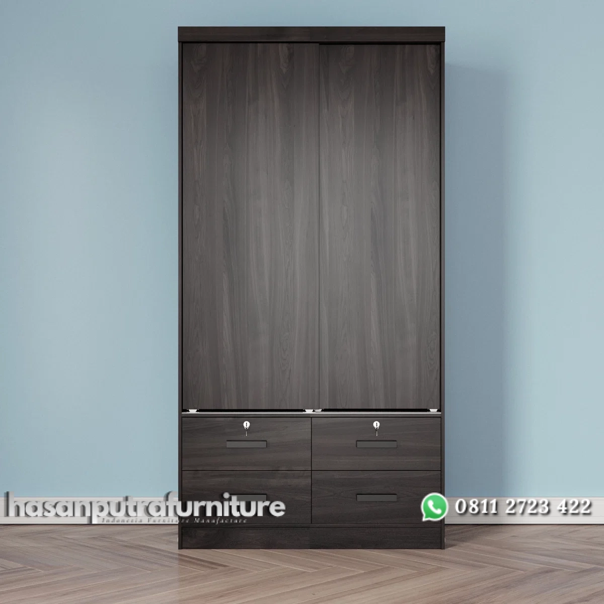 Ellanno Lemari Pakaian Sliding Laci 2 Pintu Plywood Hasan Putra Furniture Jepara - Indonesia Furniture 1 Ellanno Lemari Pakaian Sliding Laci 2 Pintu Plywood Hasan Putra Furniture Jepara - Indonesia Furniture