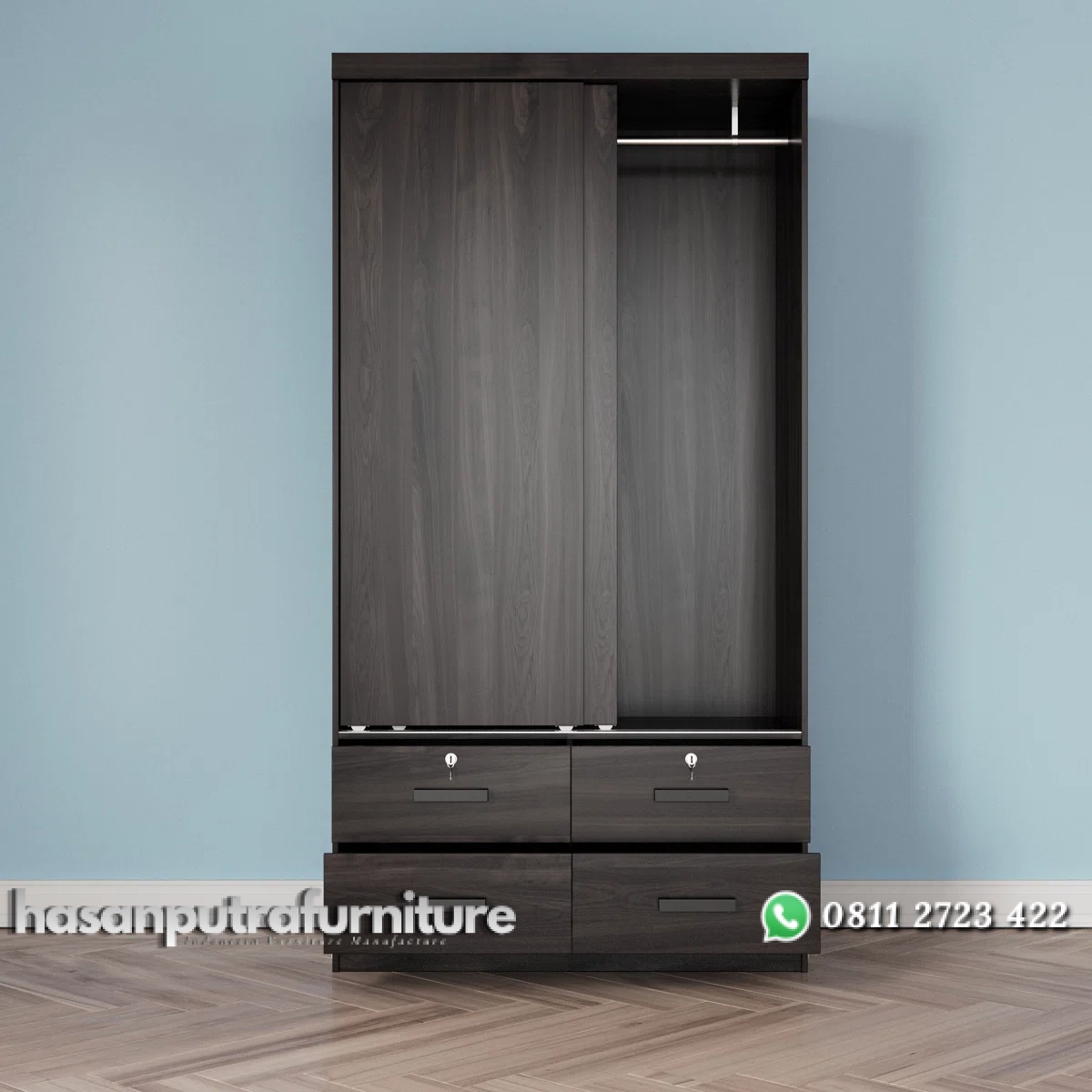Ellanno Lemari Pakaian Sliding Laci 2 Pintu Plywood Hasan Putra Furniture Jepara - Indonesia Furniture 2 Ellanno Lemari Pakaian Sliding Laci 2 Pintu Plywood Hasan Putra Furniture Jepara - Indonesia Furniture - Gambar 2