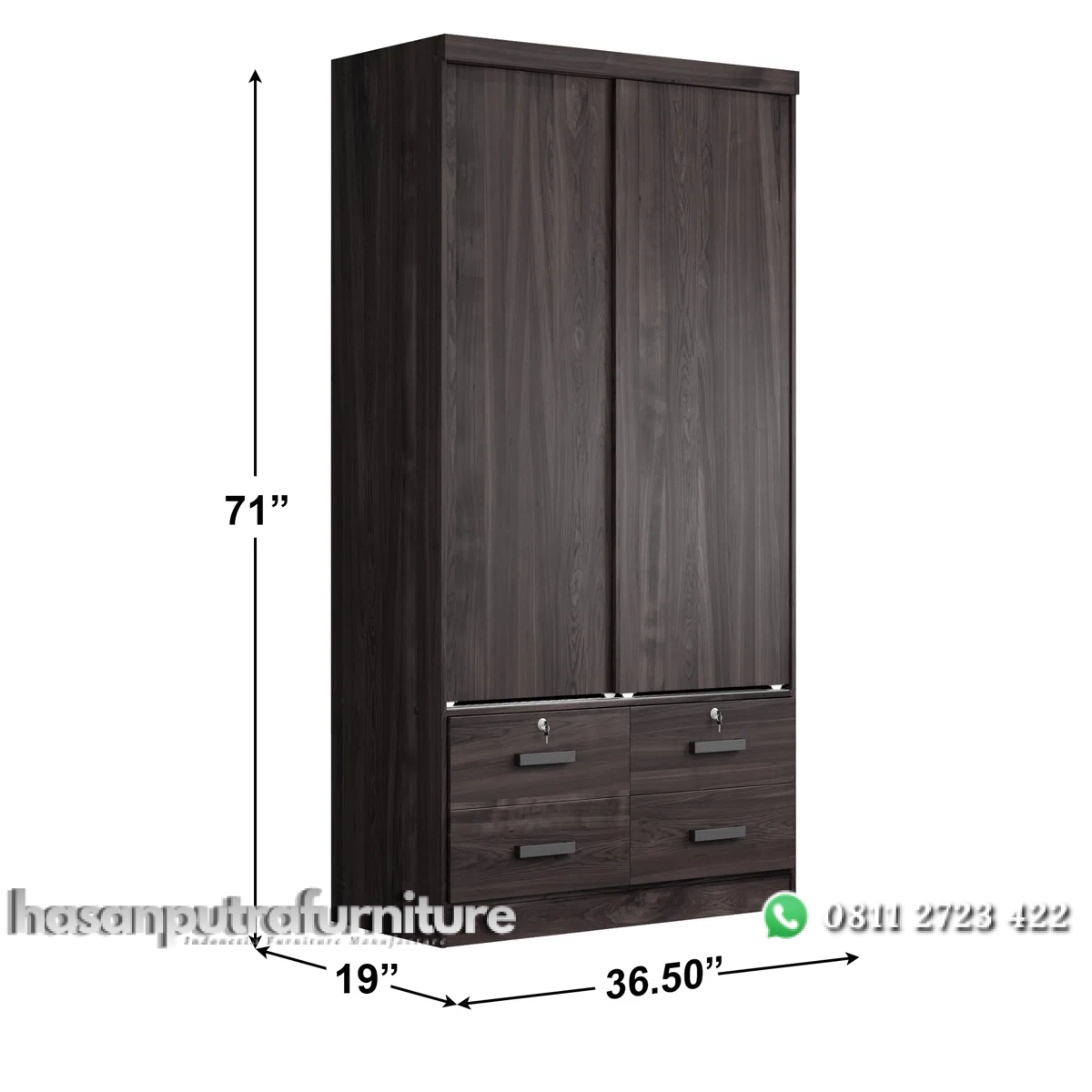 Ellanno Lemari Pakaian Sliding Laci 2 Pintu Plywood Hasan Putra Furniture Jepara - Indonesia Furniture 3 Ellanno Lemari Pakaian Sliding Laci 2 Pintu Plywood Hasan Putra Furniture Jepara - Indonesia Furniture - Gambar 3