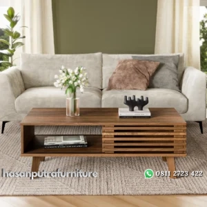 Enely Meja Tamu Kayu Jati Solid Desain Minimalis Terbaru Hasan Putra Furniture Jepara - Indonesia Furniture