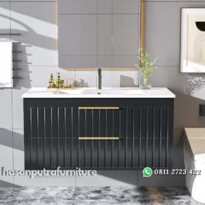 FLORA Wastafel Cabinet Cat Duco Hitam Minimalis Hasan Putra Furniture Jepara - Indonesia Furniture