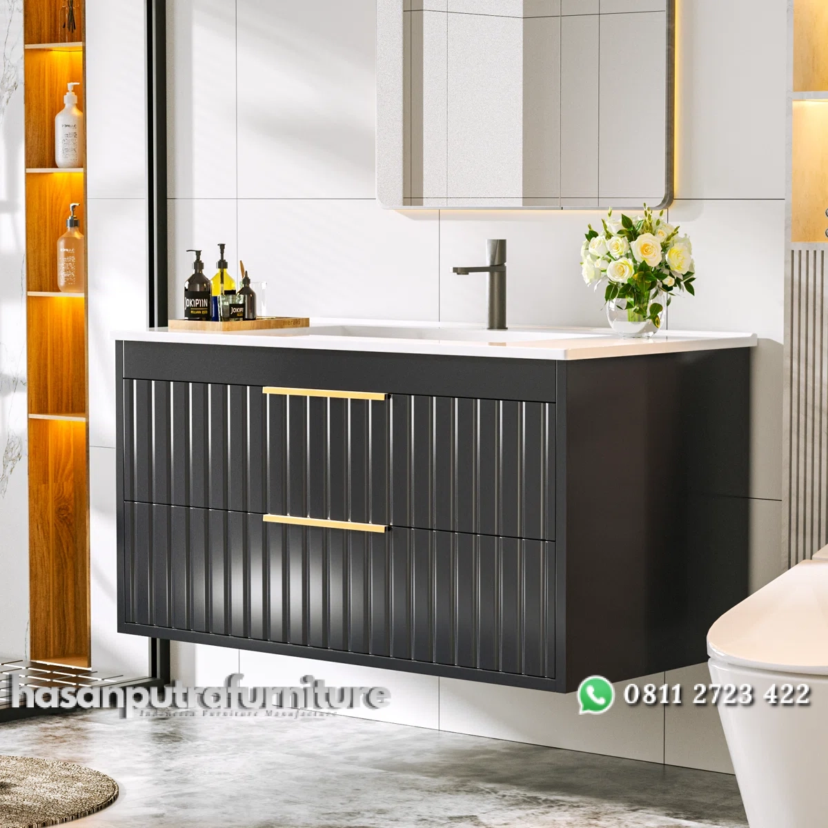 FLORA Wastafel Cabinet Cat Duco Hitam Minimalis Hasan Putra Furniture Jepara - Indonesia Furniture 2 FLORA Wastafel Cabinet Cat Duco Hitam Minimalis Hasan Putra Furniture Jepara - Indonesia Furniture - Gambar 2