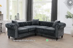 Flannel Set Sofa Tamu Model L Minimalis Modern Kekinian Hasan Putra Furniture Jepara - Indonesia Furniture
