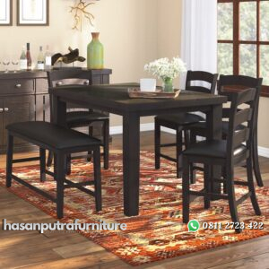 Full Set Meja Makan Jati Hasan Putra Furniture Jepara - Indonesia Furniture
