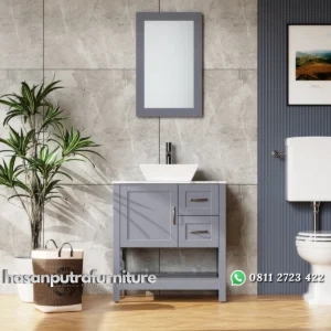GRACE Wastafel Cabinet Cat Duco Abu Minimalis Hasan Putra Furniture Jepara - Indonesia Furniture