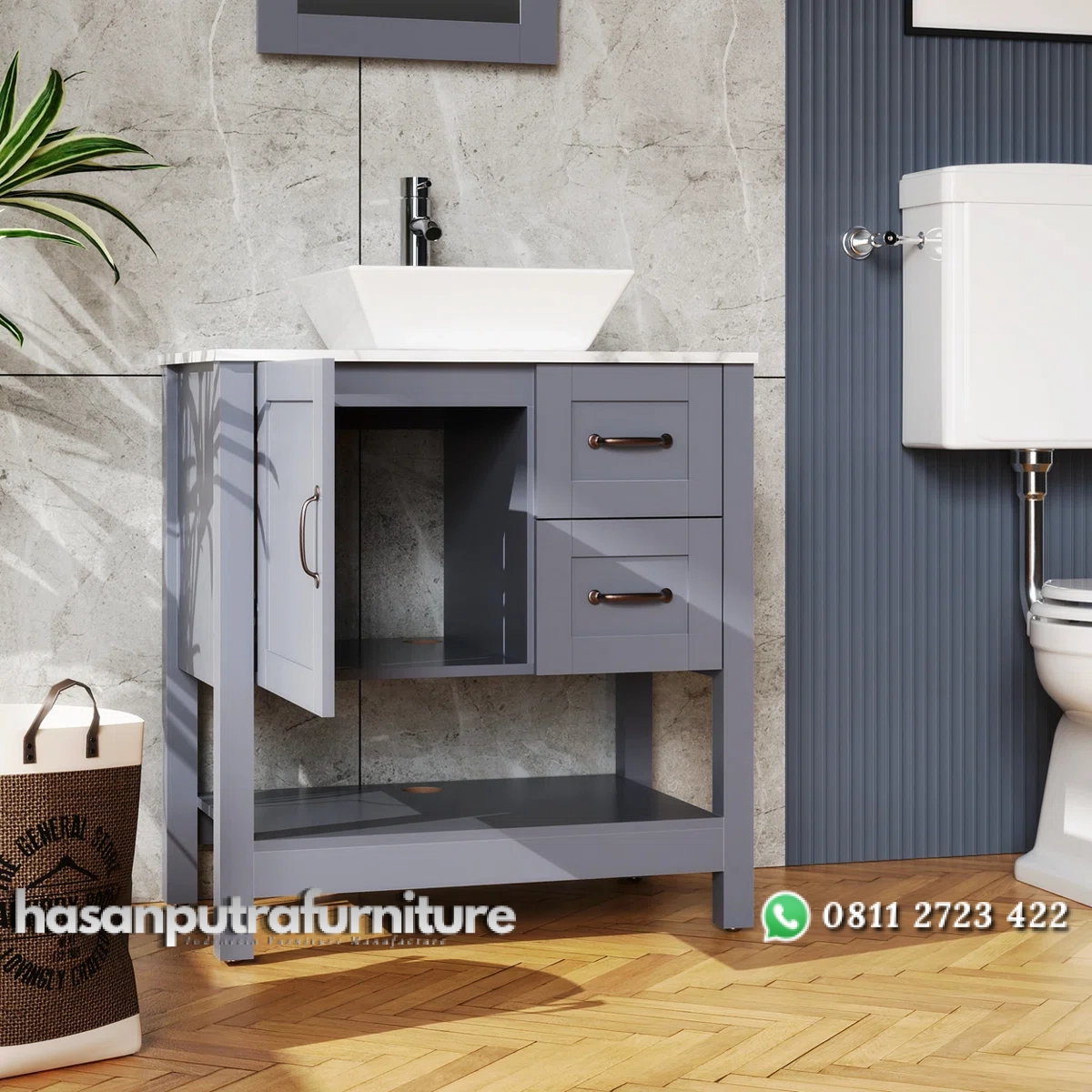 GRACE Wastafel Cabinet Cat Duco Abu Minimalis Hasan Putra Furniture Jepara - Indonesia Furniture 2 GRACE Wastafel Cabinet Cat Duco Abu Minimalis Hasan Putra Furniture Jepara - Indonesia Furniture - Gambar 2
