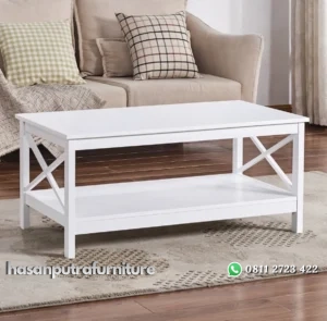Gracie Meja Tamu Cat Duco Putih Desain Minimalis Hasan Putra Furniture Jepara - Indonesia Furniture