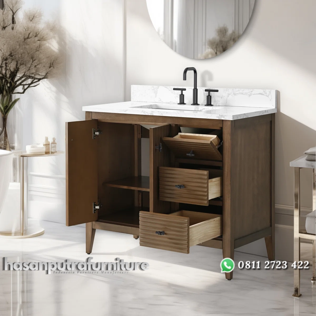 HARA Wastafel Cabinat Laci Kayu Jati Minimalis Hasan Putra Furniture Jepara - Indonesia Furniture 2 HARA Wastafel Cabinat Laci Kayu Jati Minimalis Hasan Putra Furniture Jepara - Indonesia Furniture - Gambar 2