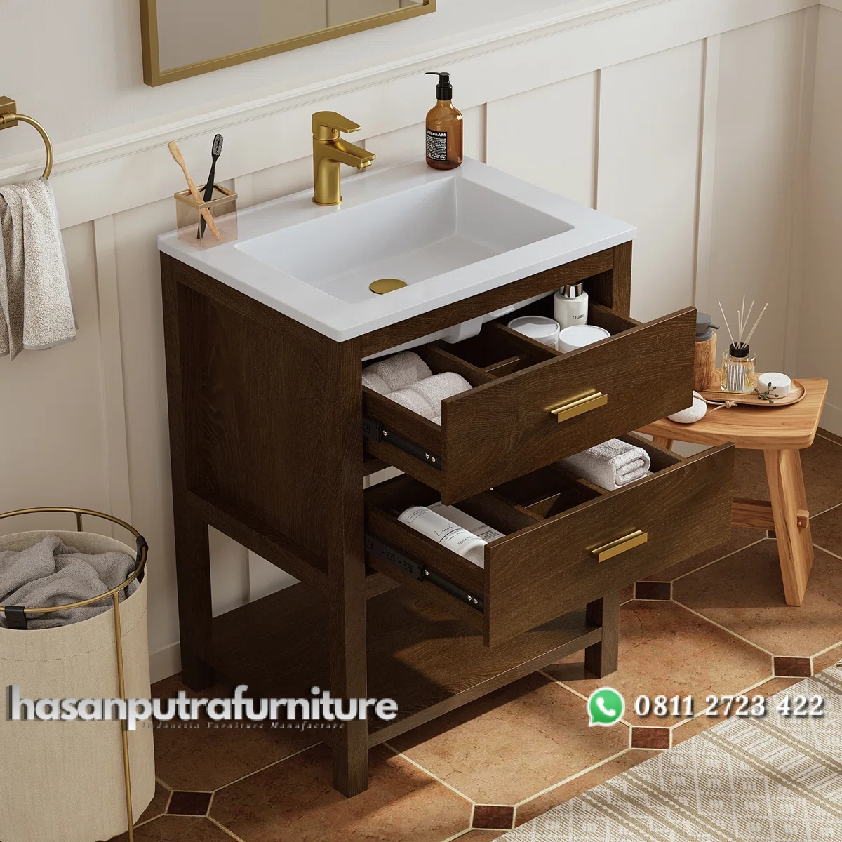 LEXI Wastafel Kabinet Kayu Jati Minimalis Modern Hasan Putra Furniture Jepara - Indonesia Furniture 2 LEXI Wastafel Kabinet Kayu Jati Minimalis Modern Hasan Putra Furniture Jepara - Indonesia Furniture - Gambar 2