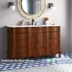 LOREN Wastafel Cabinet Laci Model Klasik Kayu Jati Hasan Putra Furniture Jepara - Indonesia Furniture
