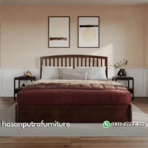 Lammari Tempat Tidur Double Bed Kayu Jati Minimalis Hasan Putra Furniture Jepara - Indonesia Furniture