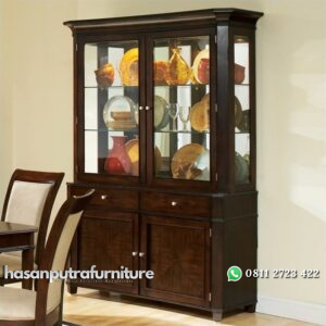 Lemari Dapur Hias Pintu Kaca Hasan Putra Furniture Jepara - Indonesia Furniture
