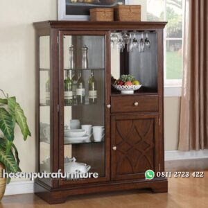 Lemari Dapur Jati Kaca Minimalis Hasan Putra Furniture Jepara - Indonesia Furniture