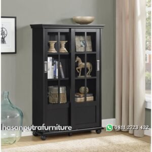 Lemari Pajangan Sliding Jati Minimalis Hasan Putra Furniture Jepara - Indonesia Furniture