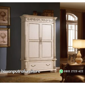Lemari Pakaian Cat Duco Putih Klasik Hasan Putra Furniture Jepara - Indonesia Furniture