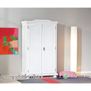 Lemari Pakaian Dua Pintu Warna Putih Hasan Putra Furniture Jepara - Indonesia Furniture