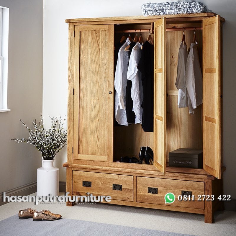 Lemari Pakaian Jati 3 Pintu Hasan Putra Furniture Jepara - Indonesia Furniture 2 Lemari Pakaian Jati 3 Pintu Hasan Putra Furniture Jepara - Indonesia Furniture - Gambar 2