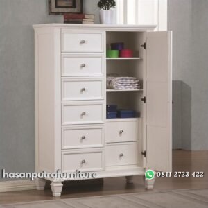 Lemari Pakaian Laci Minimalis Putih Hasan Putra Furniture Jepara - Indonesia Furniture