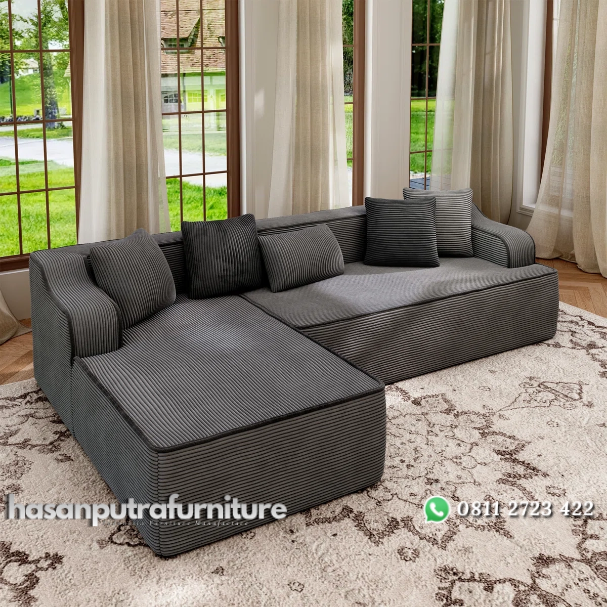Marinna Set Sofa Tamu Sudut Minimalis Kain Beludru Hasan Putra Furniture Jepara - Indonesia Furniture 1 Marinna Set Sofa Tamu Sudut Minimalis Kain Beludru Hasan Putra Furniture Jepara - Indonesia Furniture