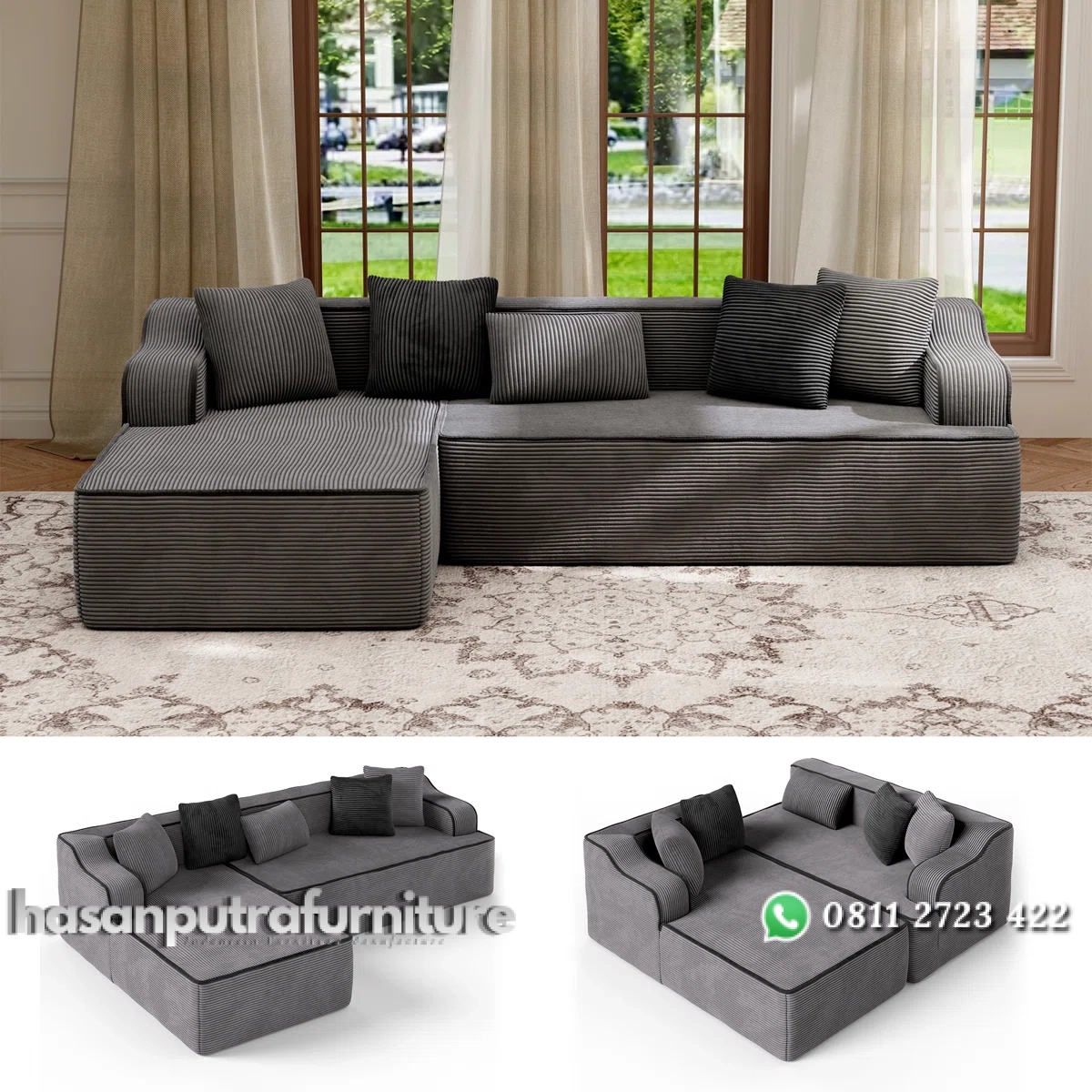 Marinna Set Sofa Tamu Sudut Minimalis Kain Beludru Hasan Putra Furniture Jepara - Indonesia Furniture 2 Marinna Set Sofa Tamu Sudut Minimalis Kain Beludru Hasan Putra Furniture Jepara - Indonesia Furniture - Gambar 2