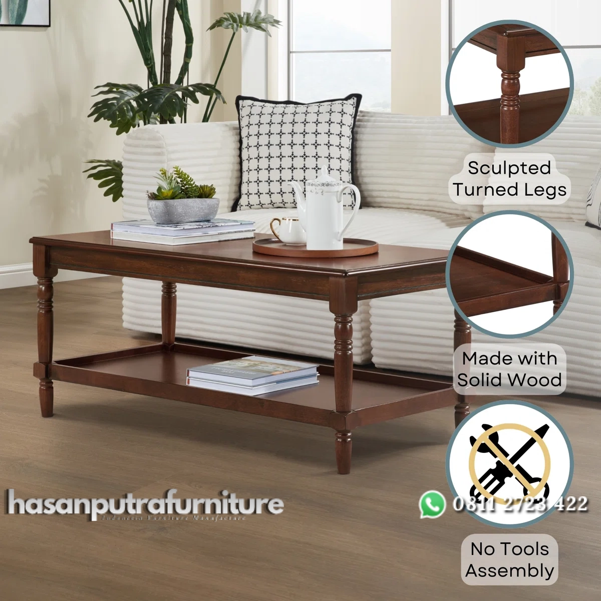 Mayallie Meja Tamu Klasik Kayu Jati Minimalis Hasan Putra Furniture Jepara - Indonesia Furniture 3 Mayallie Meja Tamu Klasik Kayu Jati Minimalis Hasan Putra Furniture Jepara - Indonesia Furniture - Gambar 3