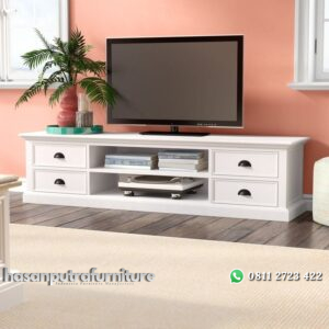 Meja Bufet TV Cat Duco Putih Hasan Putra Furniture Jepara - Indonesia Furniture