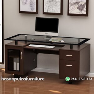 Meja Kantor Top Kaca Hasan Putra Furniture Jepara - Indonesia Furniture