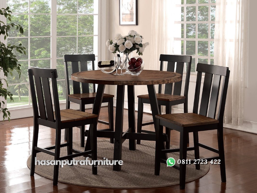 Meja Makan Bulat Minimalis Satu Set Hasan Putra Furniture Jepara - Indonesia Furniture 1 Meja Makan Bulat Minimalis Satu Set Hasan Putra Furniture Jepara - Indonesia Furniture