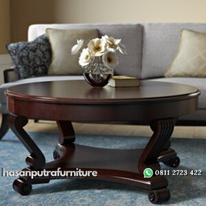 Meja Tamu Bulat Jati Jepara Hasan Putra Furniture Jepara - Indonesia Furniture