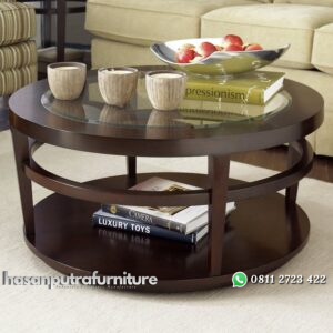 Meja Tamu Bulat Kaca Hasan Putra Furniture Jepara - Indonesia Furniture