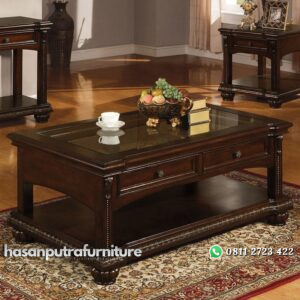 Meja Tamu Kaca Berlaci Minimalis Modern Hasan Putra Furniture Jepara - Indonesia Furniture