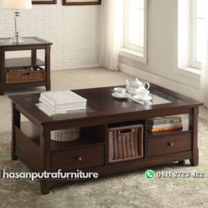 Meja Tamu Top Kaca Berlaci Multifungsi Hasan Putra Furniture Jepara - Indonesia Furniture