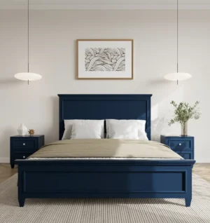 Montreil Dipan Tidur Dewasa Cat Duco Navy Blue Minimalis Hasan Putra Furniture Jepara - Indonesia Furniture