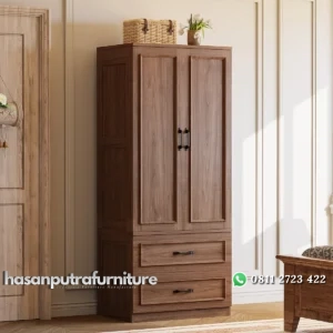 Morriam Lemari Pakaian 2 Pintu Kayu Jati Minimalis Hasan Putra Furniture Jepara - Indonesia Furniture