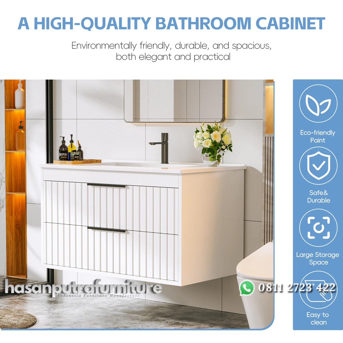 NORRA Wastafel Cabinet Cat Duco Minimalis Modern Hasan Putra Furniture Jepara - Indonesia Furniture 3 NORRA Wastafel Cabinet Cat Duco Minimalis Modern Hasan Putra Furniture Jepara - Indonesia Furniture - Gambar 3