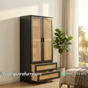 Pinarra Lemari Pakaian Rotan Unik 2 Pintu Minimalis Hasan Putra Furniture Jepara - Indonesia Furniture