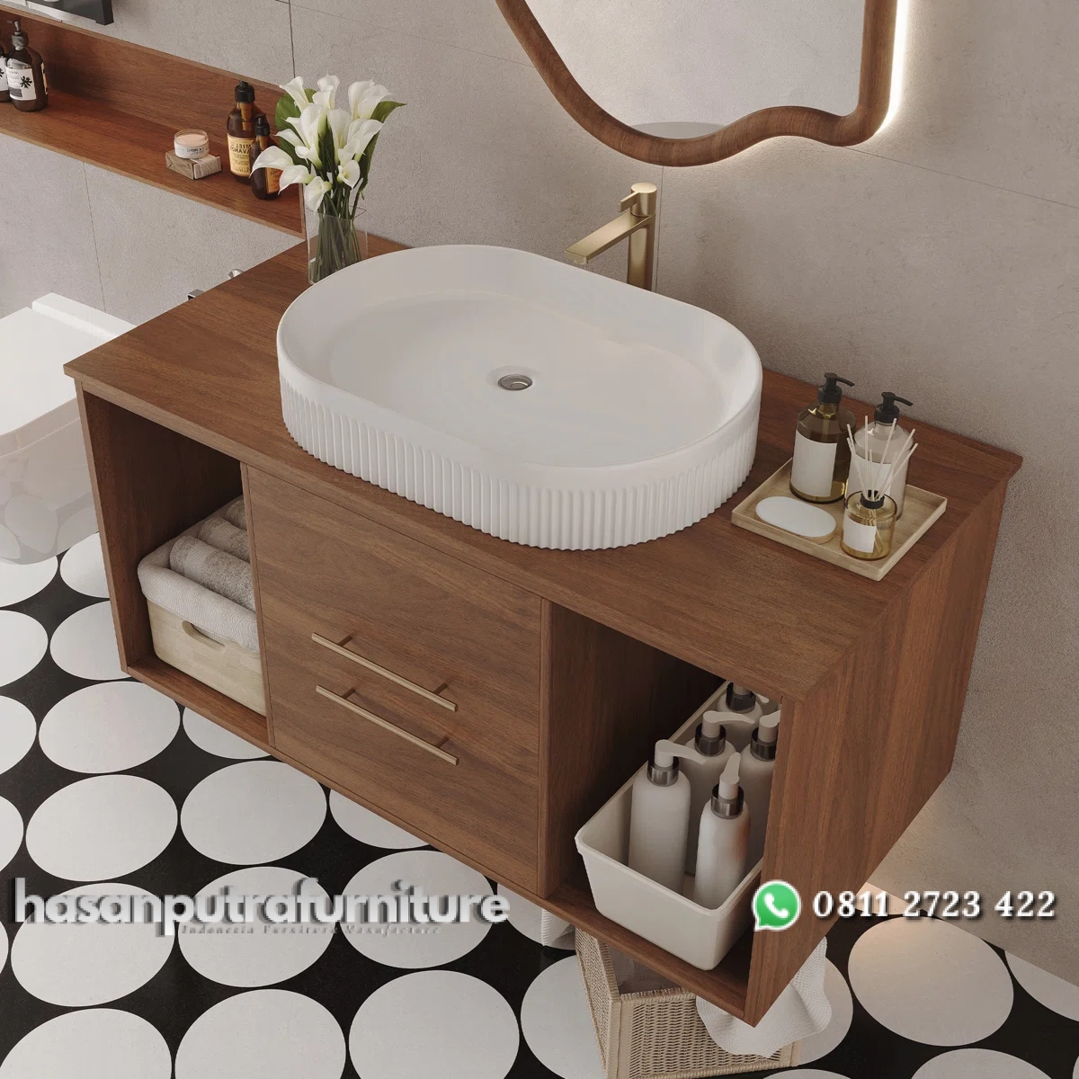RAKKA Wastafel Kabinet Desain Minimalis Kayu Jati Solid Hasan Putra Furniture Jepara - Indonesia Furniture 2 RAKKA Wastafel Kabinet Desain Minimalis Kayu Jati Solid Hasan Putra Furniture Jepara - Indonesia Furniture - Gambar 2