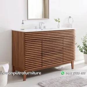 RENNO Wastafel Cabinet Desain Unik Kayu Jati Minimalis Hasan Putra Furniture Jepara - Indonesia Furniture
