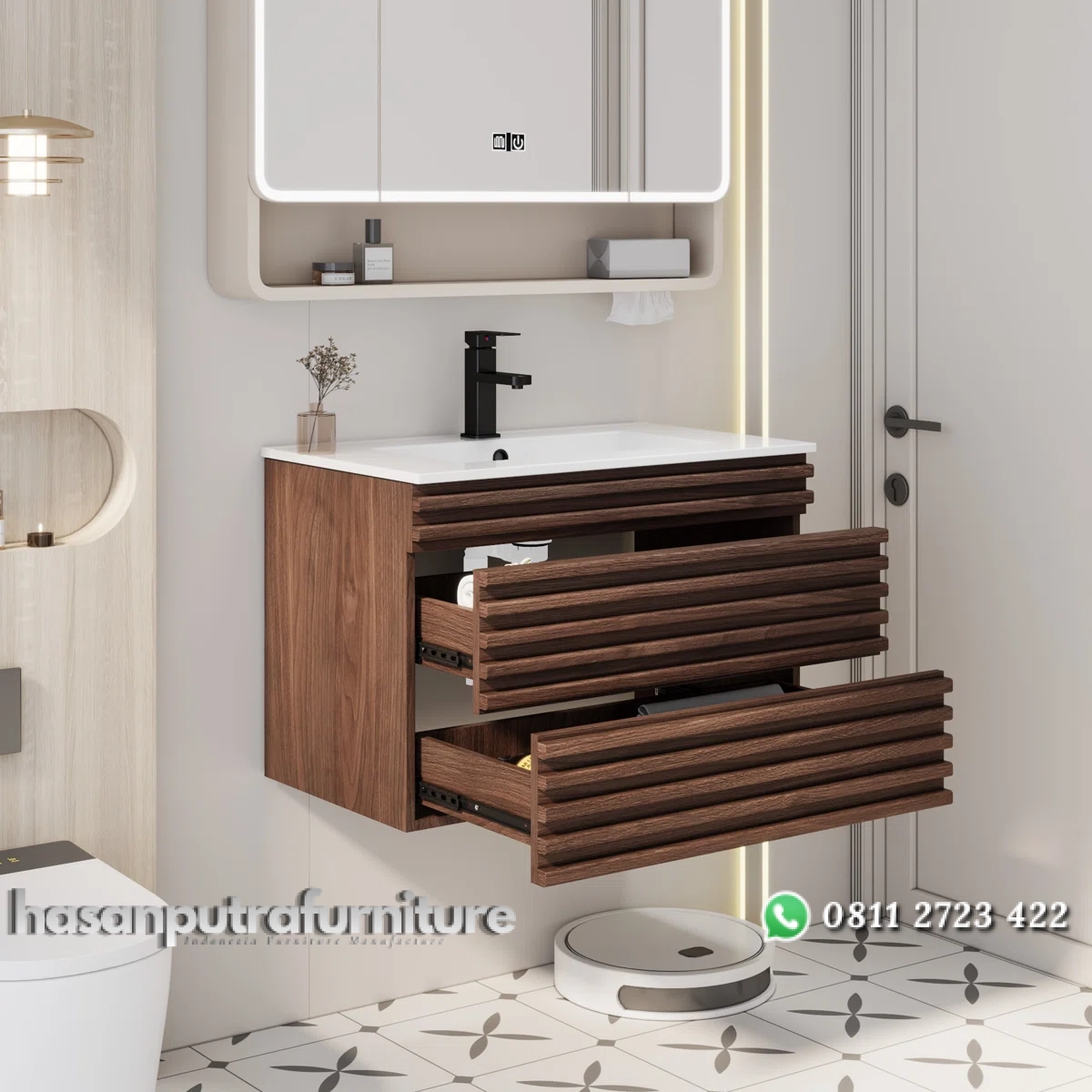 SHAREN Wastafel Cabinet Laci Kayu Jati Minimalis Modern Hasan Putra Furniture Jepara - Indonesia Furniture 3 SHAREN Wastafel Cabinet Laci Kayu Jati Minimalis Modern Hasan Putra Furniture Jepara - Indonesia Furniture - Gambar 3
