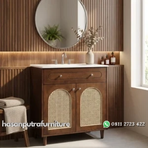 SORA Wastafel 2 Pintu Rotan Kayu Jati Minimalis Modern Hasan Putra Furniture Jepara - Indonesia Furniture
