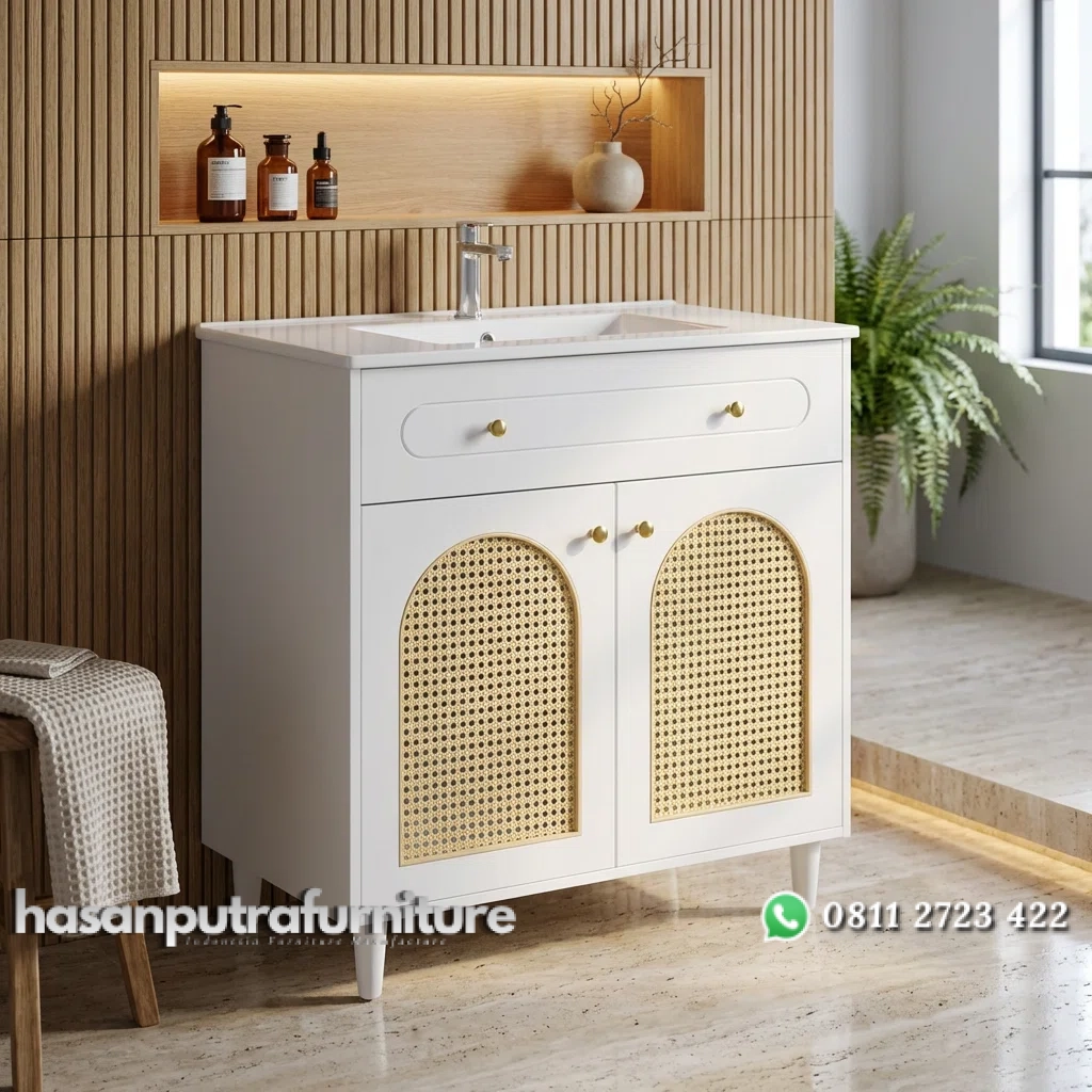 SORA Wastafel Kabinet 2 Pintu Cat Duco Minimalis Modern Hasan Putra Furniture Jepara – Indonesia Furniture