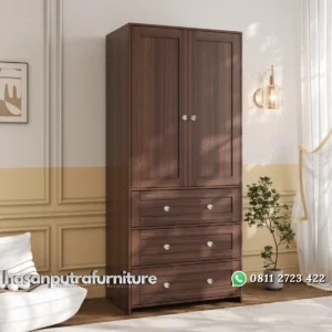 Sandrea Lemari Pakaian 2 Pintu Berlaci Bahan Plywood Hasan Putra Furniture Jepara - Indonesia Furniture