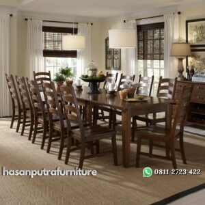 Satu Set Meja Makan 12 Kursi Hasan Putra Furniture Jepara - Indonesia Furniture