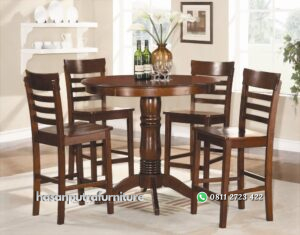 Satu Set Meja Makan Bundar Hasan Putra Furniture Jepara - Indonesia Furniture