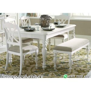 Satu Set Meja Makan Cat Duco Hasan Putra Furniture Jepara - Indonesia Furniture