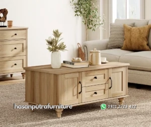 Scarlett Meja Tamu Kayu Jati Finishing Bleaching Minimalis Hasan Putra Furniture Jepara - Indonesia Furniture