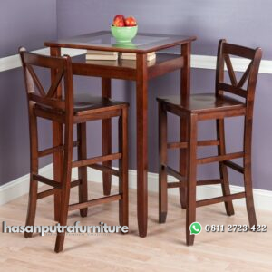 Set Meja Bar Kaca 2 Kursi Jati Jepara Hasan Putra Furniture Jepara - Indonesia Furniture