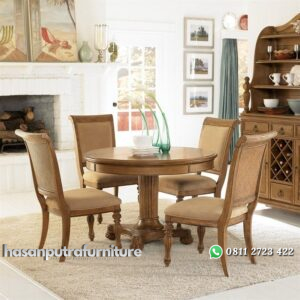 Set Meja Makan Bulat 4 Kursi Hasan Putra Furniture Jepara - Indonesia Furniture
