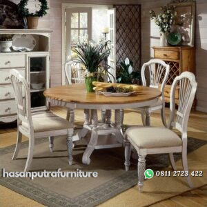 Set Meja Makan Bulat Duco Hasan Putra Furniture Jepara - Indonesia Furniture