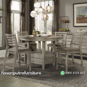 Set Meja Makan Bundar Multifungsi Hasan Putra Furniture Jepara - Indonesia Furniture